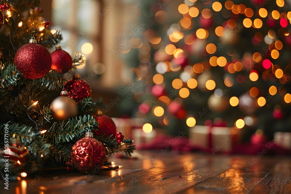 Christmas Holiday Decor: Sparkling Ornaments on Festive Tree for Seasonal Celebration Christmas Holiday Decor: Sparkling Ornaments on Festive Tree for Seasonal Celebration