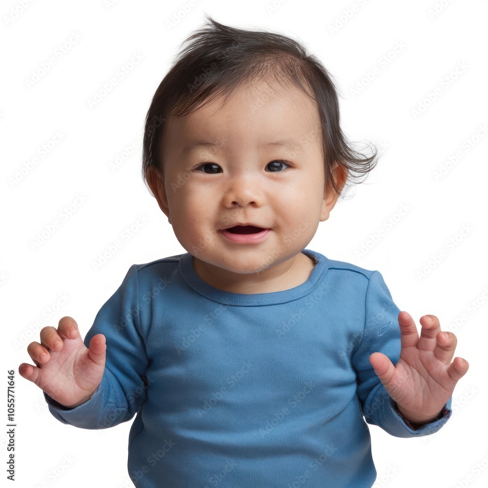 cute asian baby sitting on the floor isolated on white background cute asian baby sitting on the floor isolated on white background