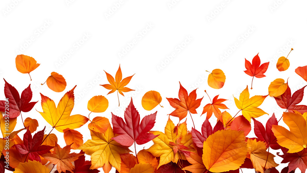 Autumn leaves falling isolated on transparent or white background Autumn leaves falling isolated on transparent or white background