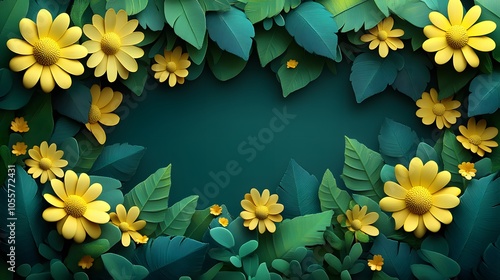 March graphic design, spring elements, lush greenery, cheerful colors, versatile for seasonal greetings, online marketing, and digital ads