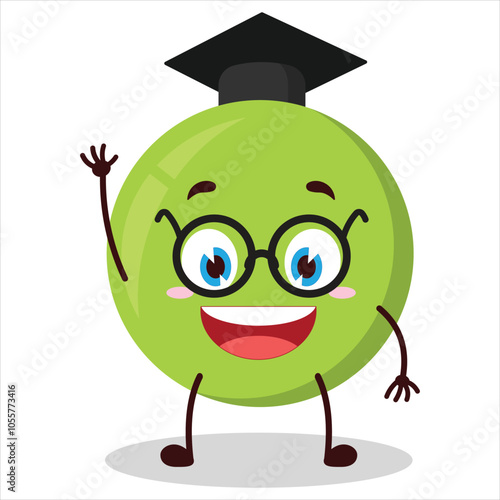 cute graduation college student expression of pea cartoon character