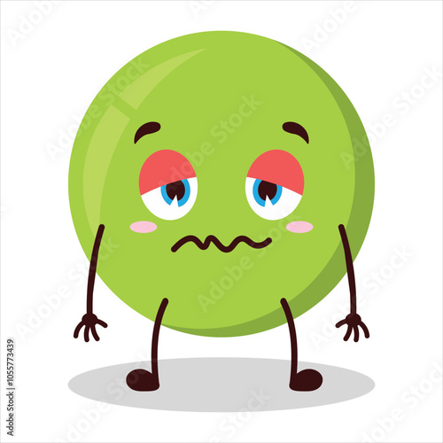 cute grumpy expression of pea cartoon character