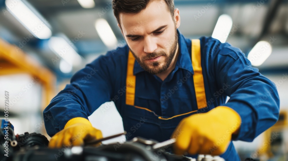 Mechanic Working on High-Performance Engine Mechanic Working on High-Performance Engine
