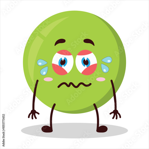 cute upset expression of pea cartoon character