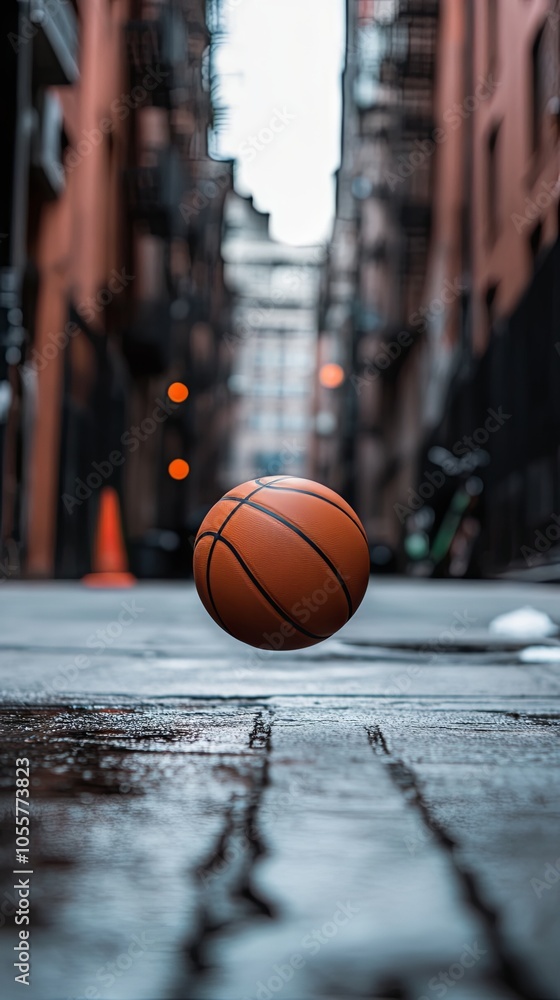 Basketball Bouncing in City Alley Basketball Bouncing in City Alley