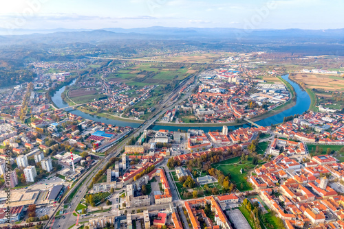 Croatia, Aerial view of the city of Karlovac photo