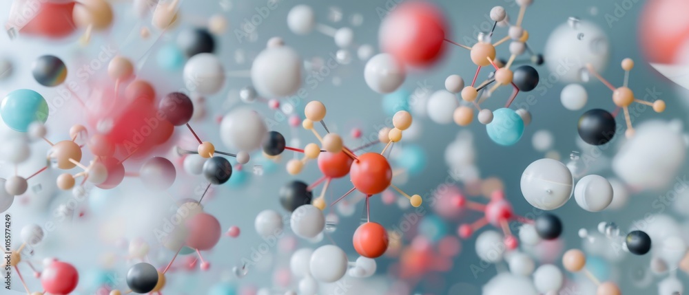 Abstract molecular structures in vibrant colors float in a dreamy background, symbolizing intricate scientific exploration. Abstract molecular structures in vibrant colors float in a dreamy background, symbolizing intricate scientific exploration.