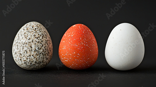 Three stones in red and white balanced on black background photo