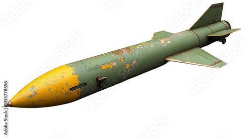 A missile with a warhead isolate on transparency background PNG photo