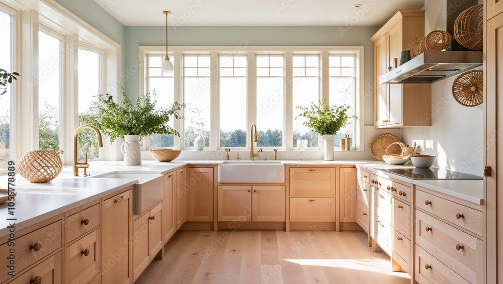 Kitchen interior with sunlight Kitchen interior with sunlight