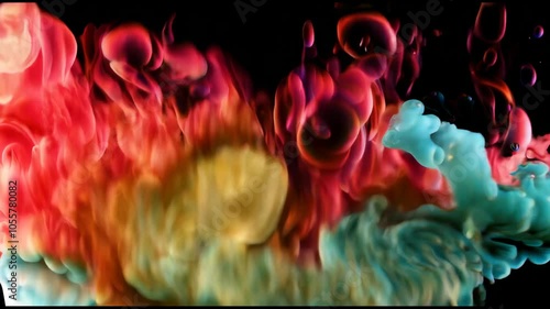 Slow Motion of Colorful Water Drop Splashing into Glass