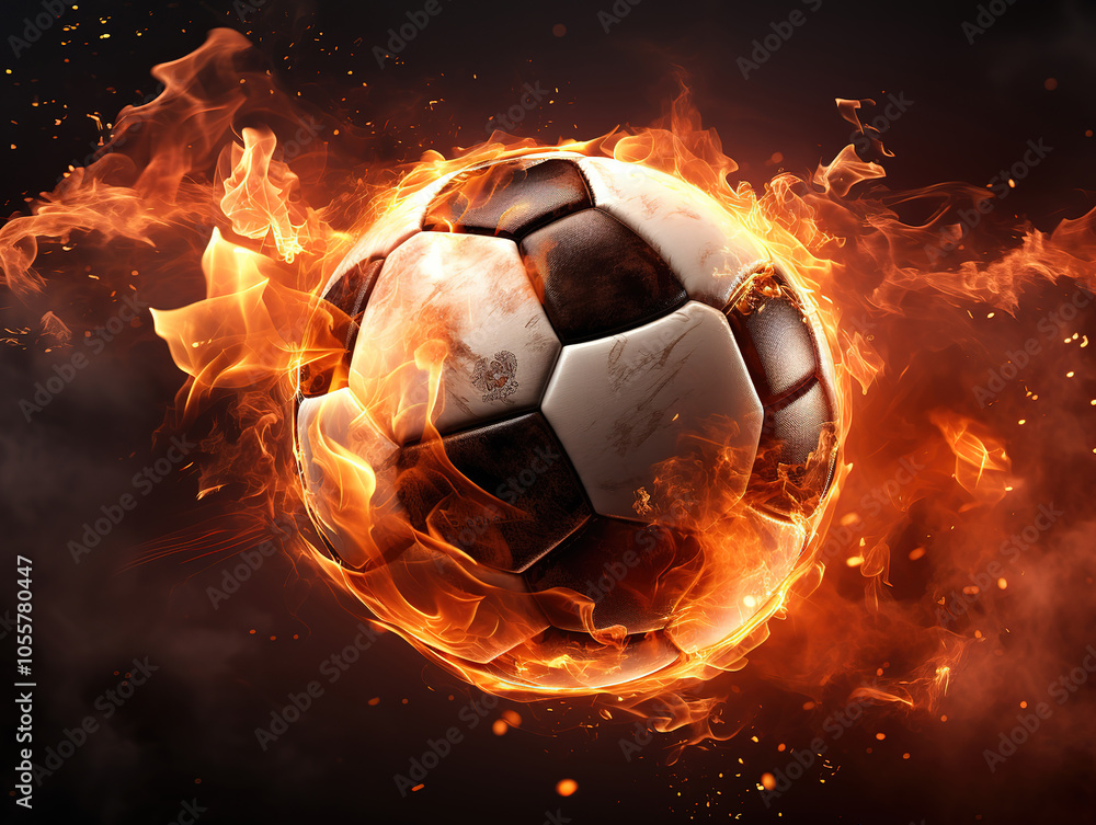 Fototapeta premium Fiery Soccer Ball in Motion