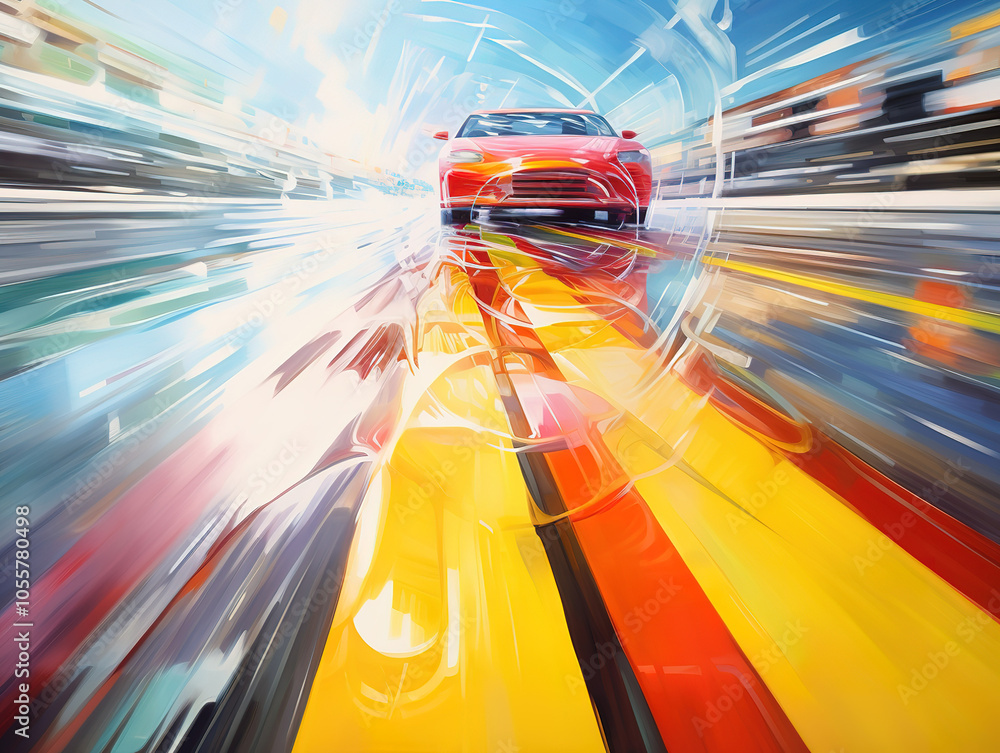 Obraz premium Dynamic Racing Car in Motion