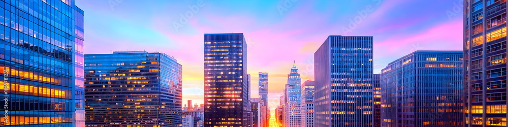 A city skyline with a beautiful sunset in the background A city skyline with a beautiful sunset in the background