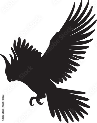 flying cockatoo bird silhouette vector logo or icon illustration