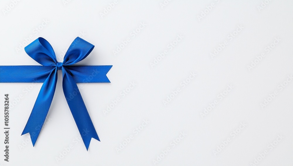 The sky blue silk cross ribbons with bow are isolated on a white background The sky blue silk cross ribbons with bow are isolated on a white background