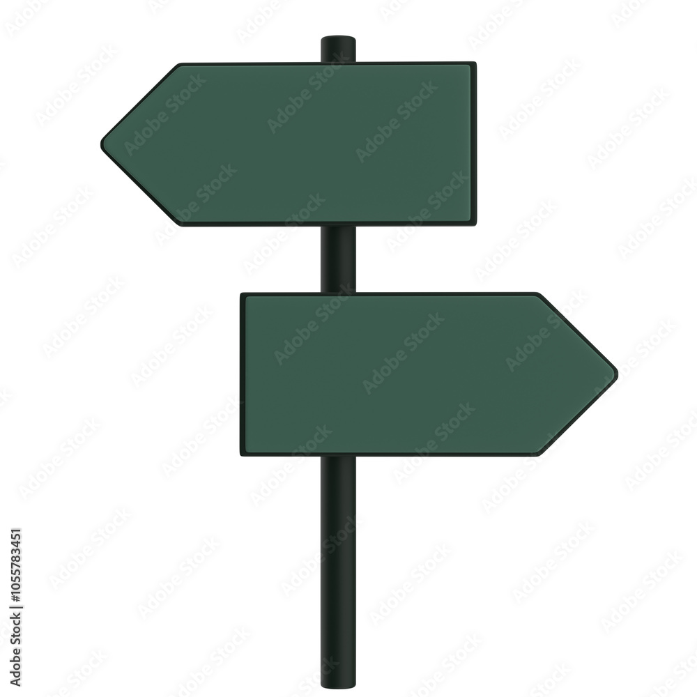 Green Finger Post. 3D wayfinding sign, multi directional fingerposts isolated realistic illustration Green Finger Post. 3D wayfinding sign, multi directional fingerposts isolated realistic illustration