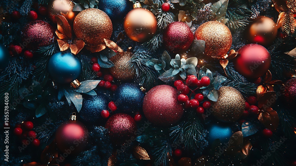 Detailed glittery textures blending bold colors with surreal shapes that create a dreamlike festive feel Detailed glittery textures blending bold colors with surreal shapes that create a dreamlike festive feel