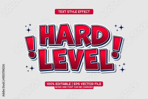 Hard Level Game Editable text Effect 3D Cartoon style