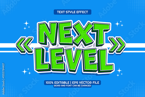 Next Level Game Editable text Effect 3D Cartoon style