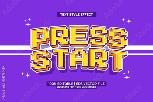 Press Start Game Editable text Effect 3D Cartoon style