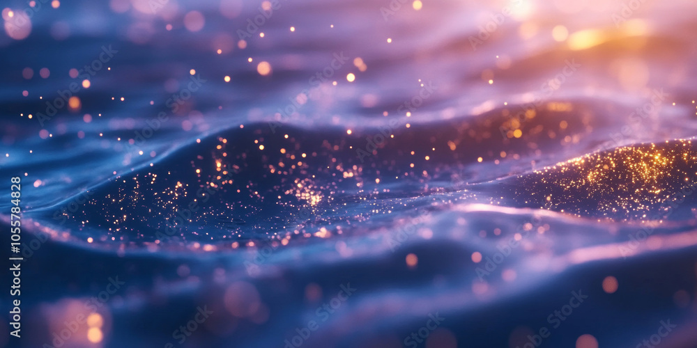3D wave liquid abstract curve with gold glitter star flowing, dark blue and purple universe space cosmetic shiny nail polish illustration banner background 3D wave liquid abstract curve with gold glitter star flowing, dark blue and purple universe space cosmetic shiny nail polish illustration banner background