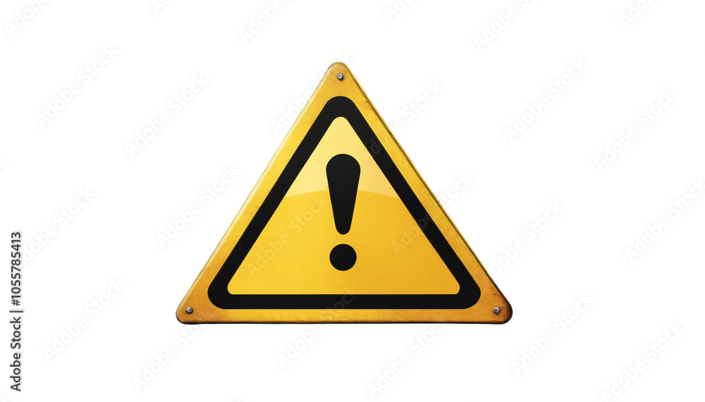 Yellow triangle warning sign isolated on transparent background Yellow triangle warning sign isolated on transparent background