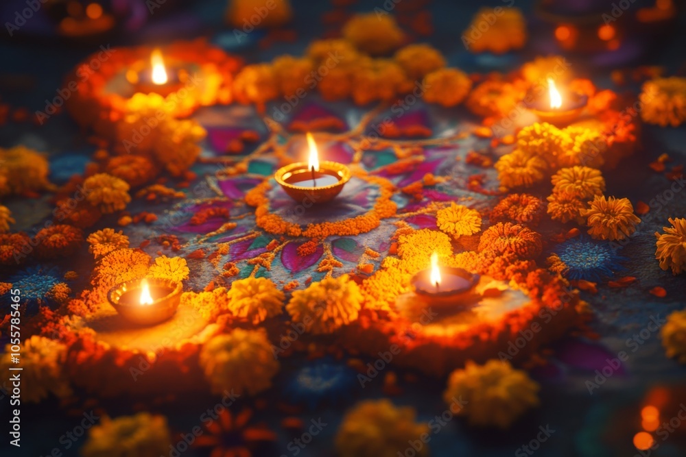 Vibrant Diwali Celebration Scene at Night Vibrant Diwali Celebration Scene at Night