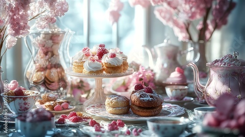 Assorted Pastries and Desserts on Tiered Tray