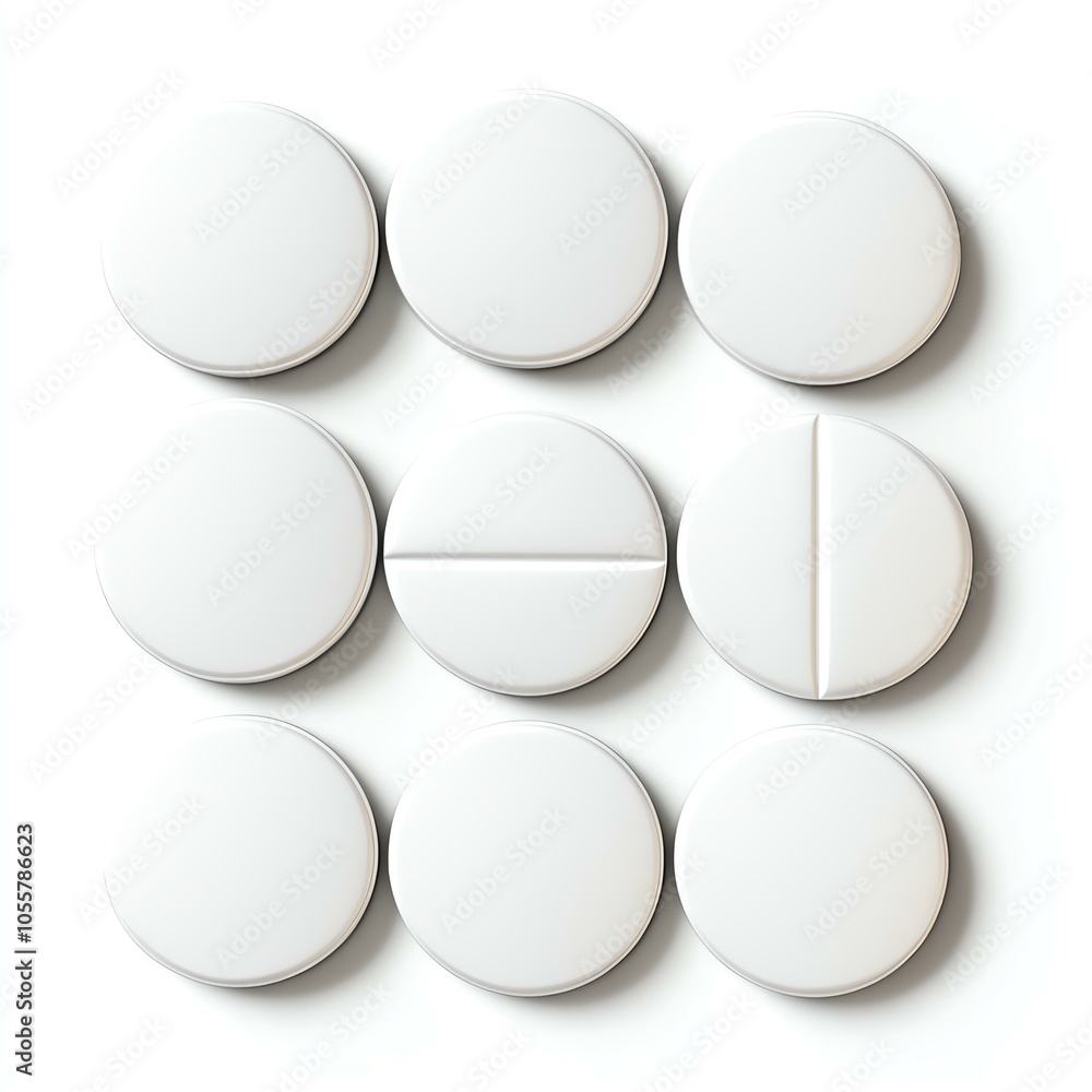 White circular shapes, white isolated background White circular shapes, white isolated background
