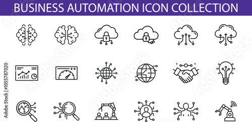 Business Automation Icon Collection For Technology