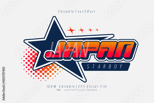 Japan Star boy Editable text Effect Gradient y2k style