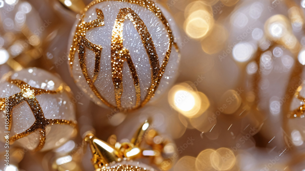 Fototapeta premium Christmas and Happy new year on blurred bokeh, lights and glitter