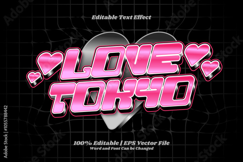 Love Tokyo Editable text Effect Gradient y2k style