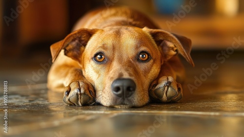 Dog Lying Down On The Floor