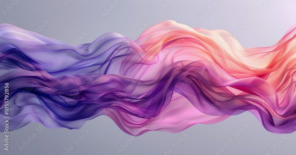 Colorful Sheer Fabric Draped In Motion Against Light Gray Background Colorful Sheer Fabric Draped In Motion Against Light Gray Background
