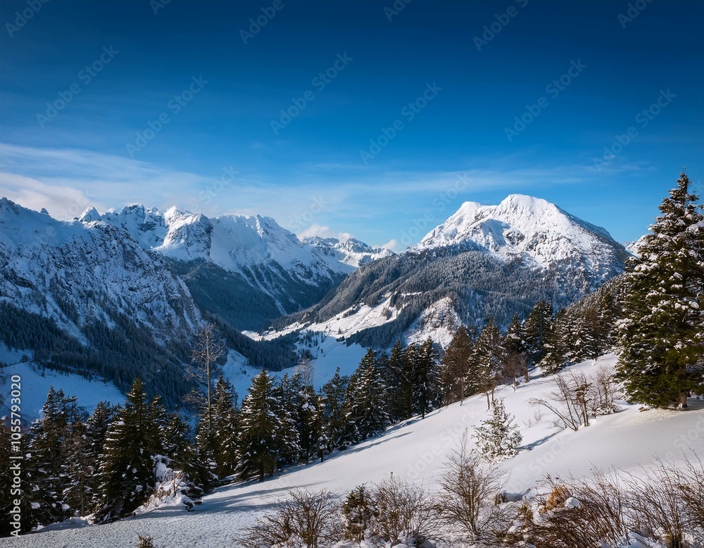 Fototapeta premium Landscape on the mountains in a winter day