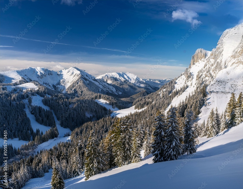 Landscape on the mountains in a winter day Landscape on the mountains in a winter day