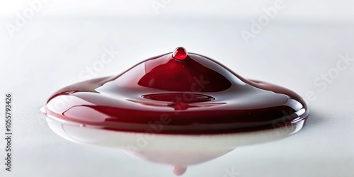 Isolated maroon slime droplet on a white surface, consistent, even, slime, rounded, droplet photo