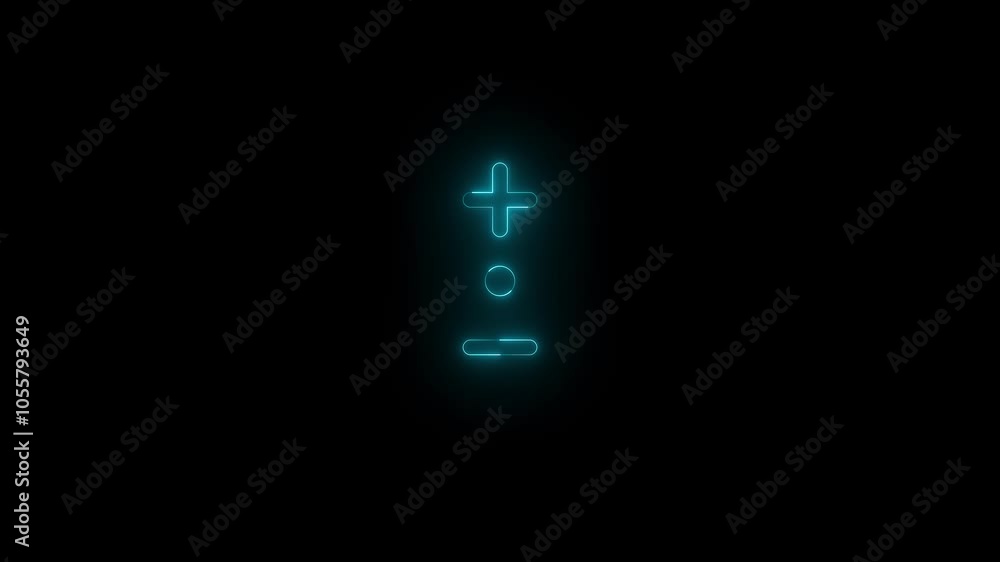 Neon zoom mode icon glowing black background animation Neon zoom mode icon glowing black background animation