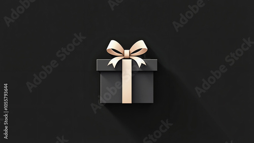 Elegant Black Gift Icon: Versatile Vector Graphic for Holiday Marketing, E-commerce, and Celebration Themes