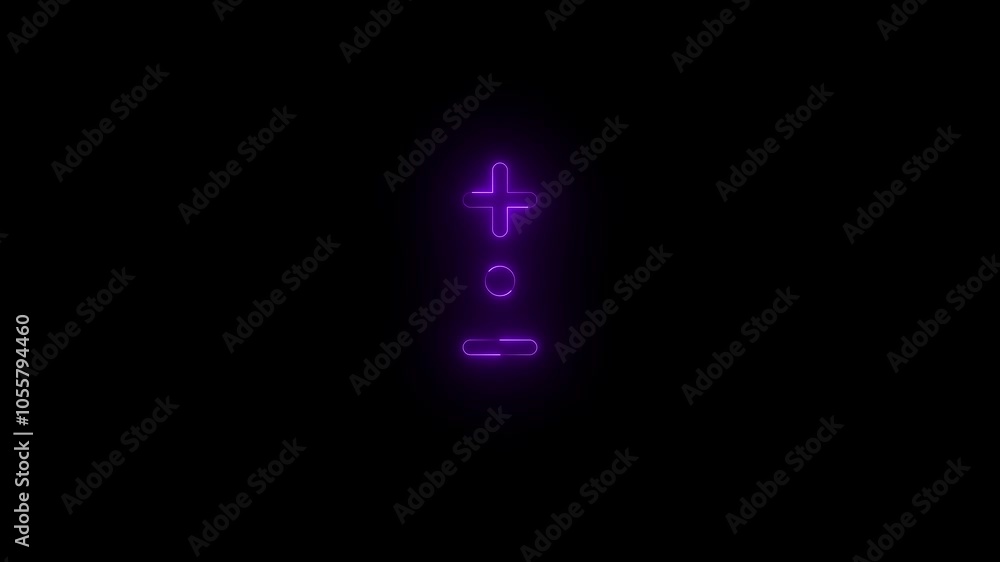 Neon zoom mode icon glowing black background animation Neon zoom mode icon glowing black background animation