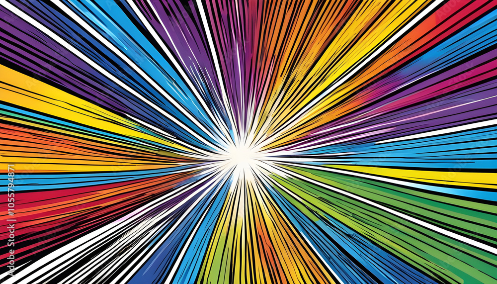 A comic zoom background with rainbow lines, adding a fun and cartoony atmosphere. A comic zoom background with rainbow lines, adding a fun and cartoony atmosphere.