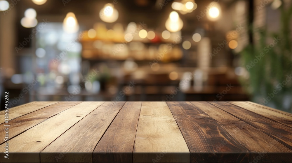 Wooden kitchen table with a bokeh background featuring an empty wood tabletop ideal for food display and advertising mockups with a blurred cafe ambiance creating a perfect presentation space Wooden kitchen table with a bokeh background featuring an empty wood tabletop ideal for food display and advertising mockups with a blurred cafe ambiance creating a perfect presentation space