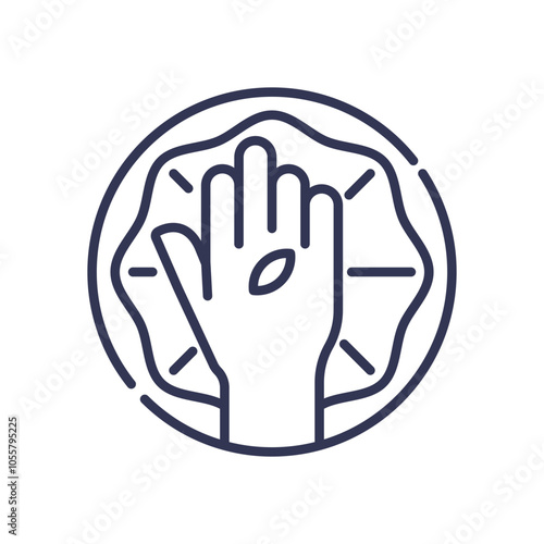 A hand with a leaf symbol, representing healing and growth.