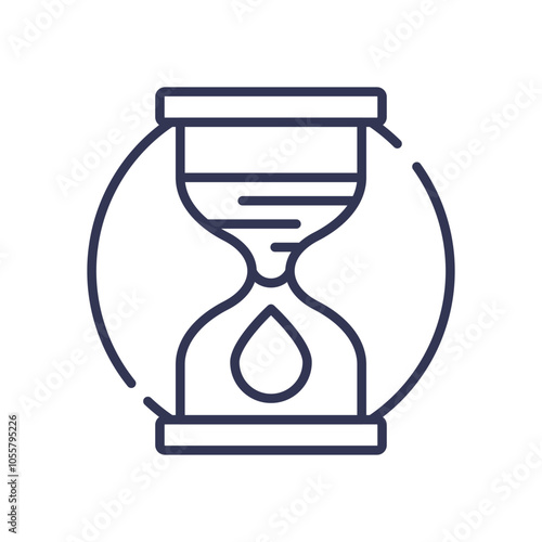 An hourglass with a droplet symbolizes the concept of finite resources and time scarcity.