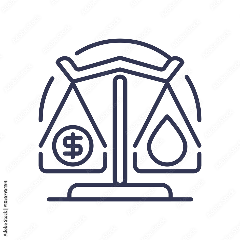 A scale balancing money and a drop, symbolizing supply and demand dynamics. A scale balancing money and a drop, symbolizing supply and demand dynamics.
