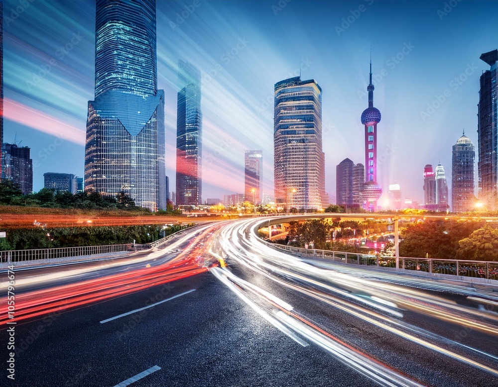 Fototapeta premium the urban transportation in Shanghai China