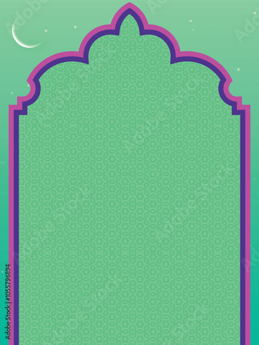 Ramadan Kareem concept poster set, template, arab windows on color background, arabesque pattern.  moon and stars. Place for text photo