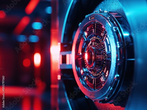 High-Tech Security Vault with Futuristic Design and Lighting Effects